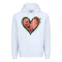 White Pink Glitter Floral Heart Premium Hoodie - Jasminsmagicworld