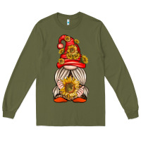 Army Green western gnome with sunflowers Long Sleeve Tee - texasbilliewilder