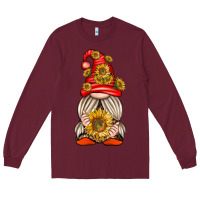 Burgundy western gnome with sunflowers Long Sleeve Tee - texasbilliewilder