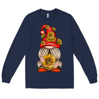 Navy western gnome with sunflowers Long Sleeve Tee - texasbilliewilder