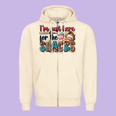 I'm Just Here For The Snacks Zipper Hoodie Designed By Zillion Design Studio