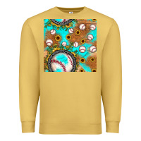Antique Gold baseball turquoise sunflower seamless pattern Premium Sweatshirt - JahusDesignShop