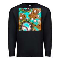 Black baseball turquoise sunflower seamless pattern Premium Sweatshirt - JahusDesignShop
