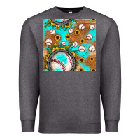 Charcoal Heather baseball turquoise sunflower seamless pattern Premium Sweatshirt - JahusDesignShop