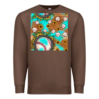 Chestnut baseball turquoise sunflower seamless pattern Premium Sweatshirt - JahusDesignShop