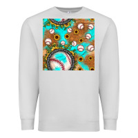 Dove Grey baseball turquoise sunflower seamless pattern Premium Sweatshirt - JahusDesignShop