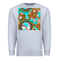 Heather Grey baseball turquoise sunflower seamless pattern Premium Sweatshirt - JahusDesignShop