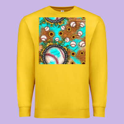 Baseball Turquoise Sunflower Seamless Pattern Premium Sweatshirt Designed By Jahusdesignshop
