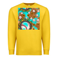 Lemon baseball turquoise sunflower seamless pattern Premium Sweatshirt - JahusDesignShop