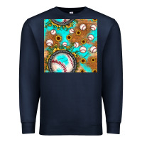 Navy baseball turquoise sunflower seamless pattern Premium Sweatshirt - JahusDesignShop