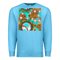 Ocean Blue baseball turquoise sunflower seamless pattern Premium Sweatshirt - JahusDesignShop