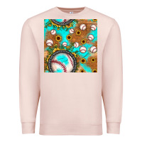 Pale Pink baseball turquoise sunflower seamless pattern Premium Sweatshirt - JahusDesignShop