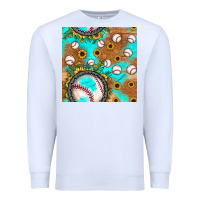 White baseball turquoise sunflower seamless pattern Premium Sweatshirt - JahusDesignShop