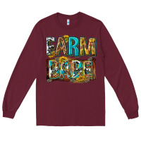 Burgundy western farm babe Long Sleeve Tee - texasbilliewilder