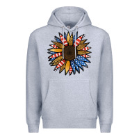 Heather Grey Patriotic Sunflower Premium Hoodie - Jasminsmagicworld