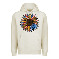 Oatmeal Heather Patriotic Sunflower Premium Hoodie - Jasminsmagicworld