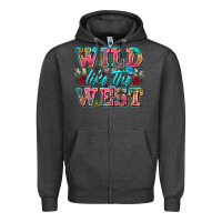 Charcoal Heather wild like the west Zipper Hoodie - Zillion Design Studio
