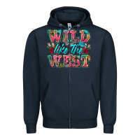 Navy wild like the west Zipper Hoodie - Zillion Design Studio