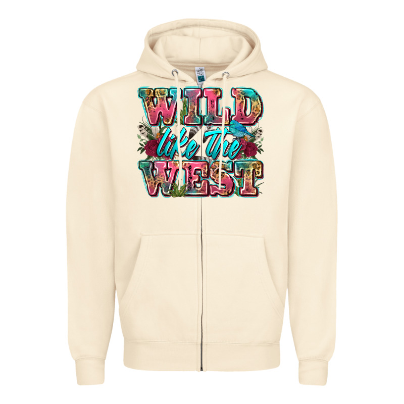 Wild Like The West Zipper Hoodie by Zillion Design Studio | Teevron