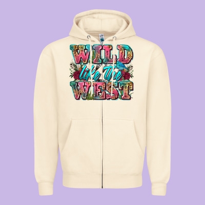 Wild Like The West Zipper Hoodie Designed By Zillion Design Studio