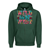 Sports Green wild like the west Zipper Hoodie - Zillion Design Studio