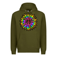 Army Green Peace Hippie Sunflower Premium Hoodie - Jasminsmagicworld