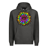 Charcoal Heather Peace Hippie Sunflower Premium Hoodie - Jasminsmagicworld