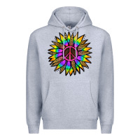 Heather Grey Peace Hippie Sunflower Premium Hoodie - Jasminsmagicworld