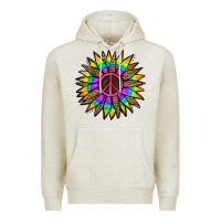 Oatmeal Heather Peace Hippie Sunflower Premium Hoodie - Jasminsmagicworld