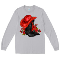 Moon Dust valentines day cowboy boots red  and roses Long Sleeve Tee - AdoDesignShop
