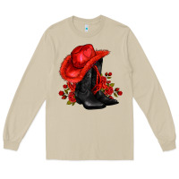 Mushroom valentines day cowboy boots red  and roses Long Sleeve Tee - AdoDesignShop