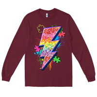 Burgundy lightning bolt autism Long Sleeve Tee - Zillion Design Studio