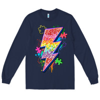 Navy lightning bolt autism Long Sleeve Tee - Zillion Design Studio