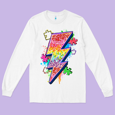 Lightning Bolt Autism Long Sleeve Tee Designed By Zillion Design Studio