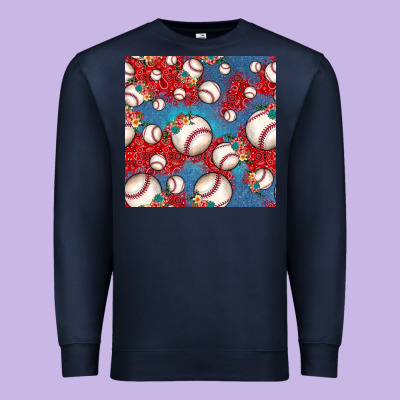 Baseball Paisley And Jean Pattern, Baseball Seamless Pattern Premium Sweatshirt Designed By Jahusdesignshop