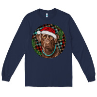 Navy Labrador Retriever Christmas Long Sleeve Tee - RanaPortraitStore