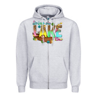 Heather Grey living on lake time Zipper Hoodie - texasbilliewilder