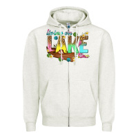 Oatmeal Heather living on lake time Zipper Hoodie - texasbilliewilder
