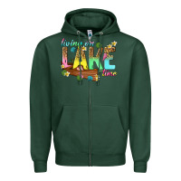 Sports Green living on lake time Zipper Hoodie - texasbilliewilder