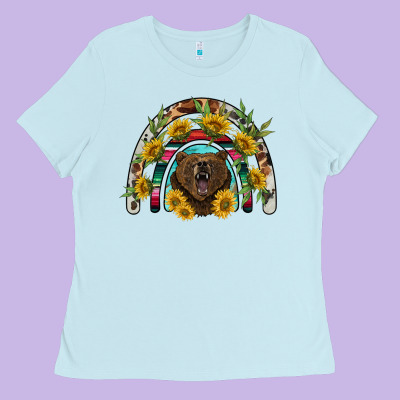 Bear Rainbow Ladies Tee Designed By Barkaloodesign