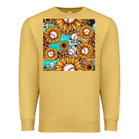 Antique Gold baseball leopard turquoise sunflower seamless pattern Premium Sweatshirt - JahusDesignShop