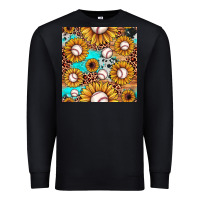 Black baseball leopard turquoise sunflower seamless pattern Premium Sweatshirt - JahusDesignShop