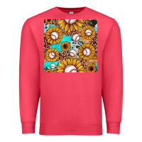 Cardinal baseball leopard turquoise sunflower seamless pattern Premium Sweatshirt - JahusDesignShop