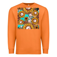 Carrot baseball leopard turquoise sunflower seamless pattern Premium Sweatshirt - JahusDesignShop