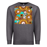 Charcoal Heather baseball leopard turquoise sunflower seamless pattern Premium Sweatshirt - JahusDesignShop