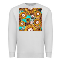 Dove Grey baseball leopard turquoise sunflower seamless pattern Premium Sweatshirt - JahusDesignShop
