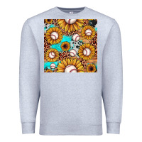 Heather Grey baseball leopard turquoise sunflower seamless pattern Premium Sweatshirt - JahusDesignShop