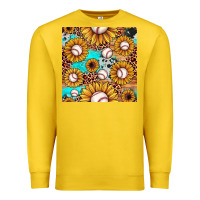 Lemon baseball leopard turquoise sunflower seamless pattern Premium Sweatshirt - JahusDesignShop