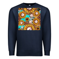 Navy baseball leopard turquoise sunflower seamless pattern Premium Sweatshirt - JahusDesignShop