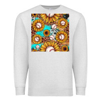 Oatmeal Heather baseball leopard turquoise sunflower seamless pattern Premium Sweatshirt - JahusDesignShop